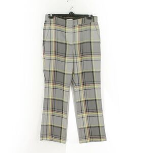 Escada Neon Check Plaid Grey Trouser Pants